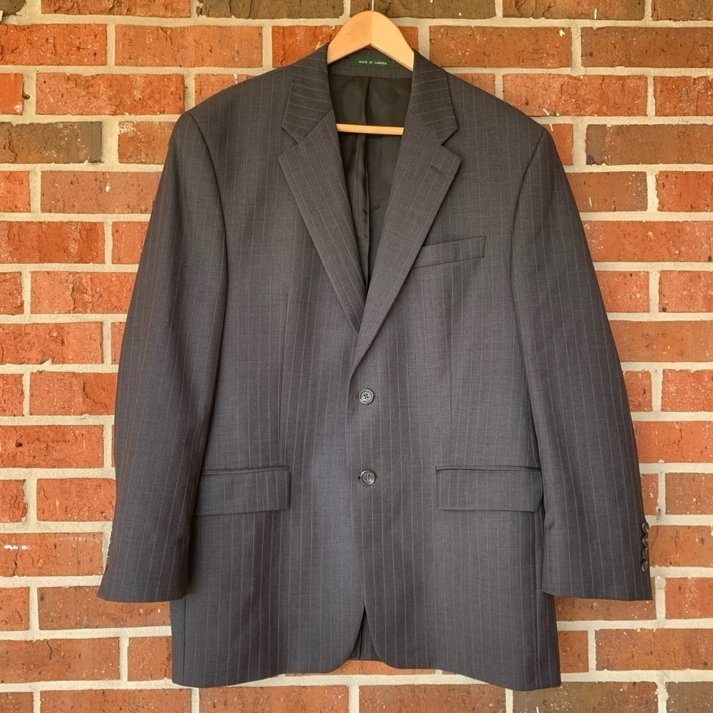 Lauren Ralph Lauren Men's Wool Sport Coat Gray Pinstripe 2 Button Size 41R‎